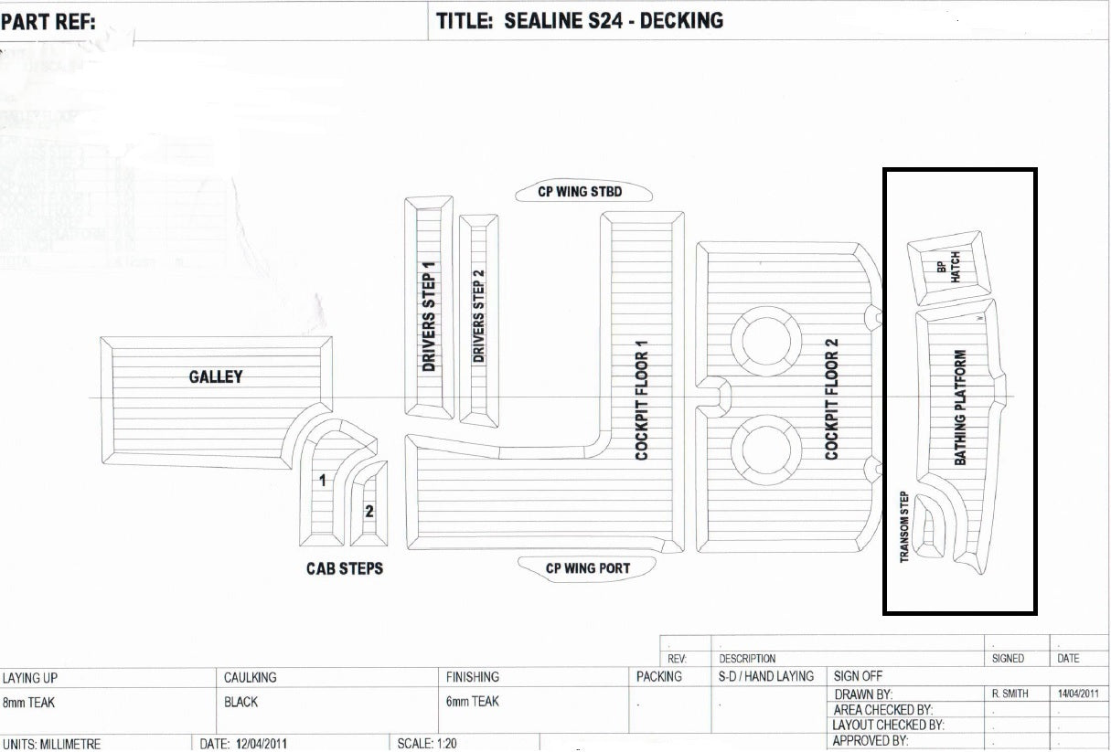 Sealine S24 Teak Bathing Platform, B/P Hatch and Transom Step Only