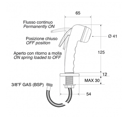 Cockpit Shower Hose & Head White 3mtr S23