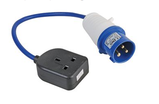 Shore Power adaptor lead 16A to 230V UK outlet, 1 Gang