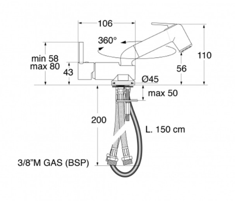 Chrome Mixer Tap, Hose & Trigger Shower