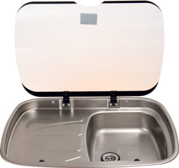 S/STEEL SINK+DRAINER C/W LID (NO TAP HOLE)