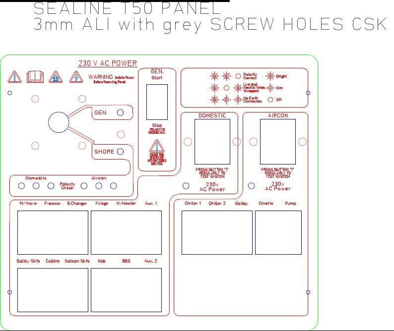 SEALINE T50 GEN/AIR AC PANEL ENGLISH
