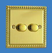 2 Gang Brass Dimmer Switch (Rope Edged)